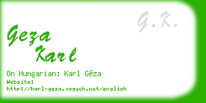 geza karl business card