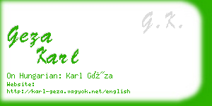 geza karl business card